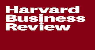 Harvard Business Review wrote in white text on red background